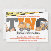 Invitation Construction Vehicles Birthday Dump Truck 2 (Devant)