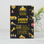 Invitation Construction Vehicles Birthday Party Digital (Debout devant)