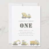 Invitation Construction Véhicules Camion Garçons 1er annivers (Devant)