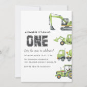 Invitation Construction Véhicules Camion Garçons 1er annivers (Devant)