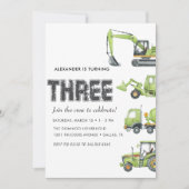 Invitation Construction Véhicules de Camion garçons 3e annive (Devant)