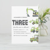 Invitation Construction Véhicules de Camion garçons 3e annive (Debout devant)