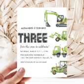 Invitation Construction Véhicules de Camion garçons 3e annive