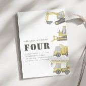 Invitation Construction Véhicules de Camion garçons 4e annive