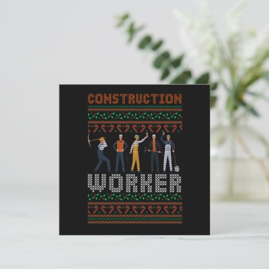 Invitation Construction Worker Ugly Christmas Sweater Gift (Debout devant)