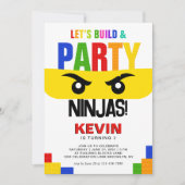 Invitation Construisons et faisons la fête Blocs de construct (Devant)