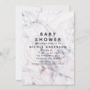 Invitation Contact du baby shower de marbre gris blanc de