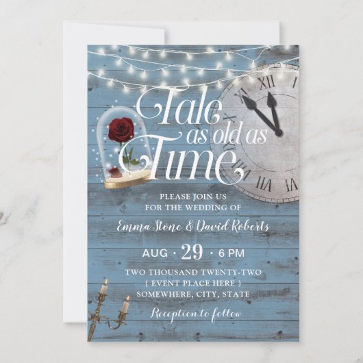 Invitation Conte aussi vieux que le temps Dusty Blue Fairytal (Devant)