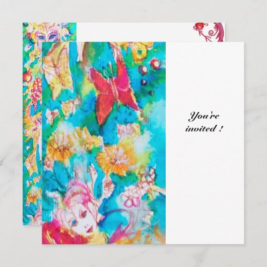 Invitation CONTE DE FÉE DU RAISIN blanc fuchsia bleu noir (Devant / Derrière)