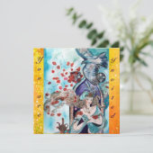 Invitation CONTE DE FÉE TURC, éclat rouge bleu jaune vif (Debout devant)