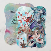 Invitation CONTE DE FÉE TURC Paillettes d'or bleu sarcelle (Devant / Derrière)