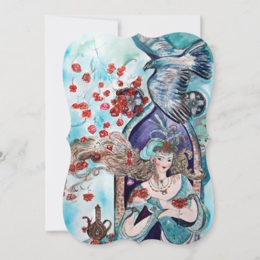 Invitation CONTE DE FÉE TURC Paillettes d'or bleu sarcelle (Devant)