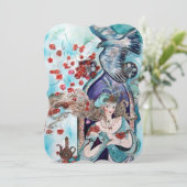 Invitation CONTE DE FÉE TURC Paillettes Or Bleu Turquoise (Debout devant)