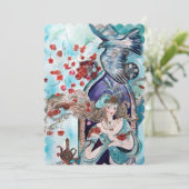 Invitation CONTE DE FÉE TURC Teal Blue Gold Sparkles (Debout devant)
