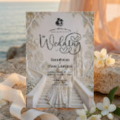 Invitation Conte de fées beige crème monochromatique sculpté
