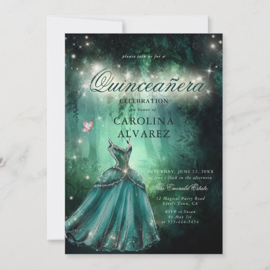 Invitation Conte de fées de forêt enchantée Princesse Quincea (Devant)