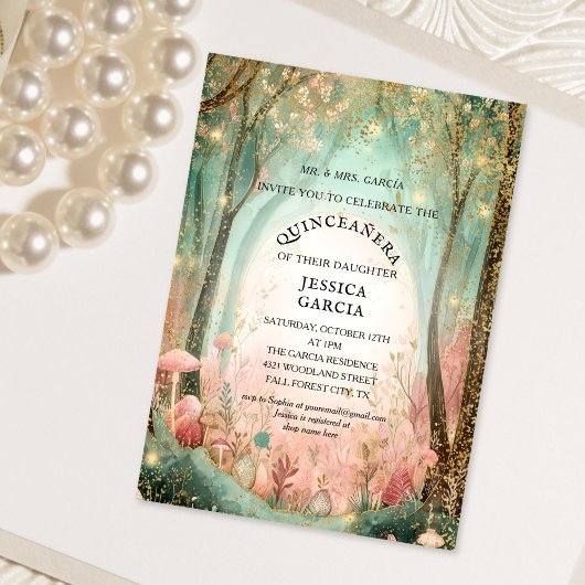 Invitation Conte de fées d'été Forêt enchantée Quinceañera