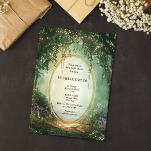 Invitation Conte de Fées Forêt Enchantée Élégant Floral Maria