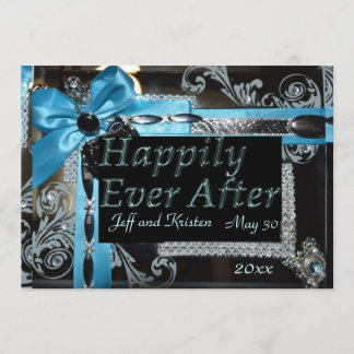 Invitation Conte de fées Mariage - bleu clair, noir et argent