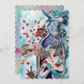 Invitation CONTE DE FÉES TURC Paillettes d'or bleu sarcelle (Devant / Derrière)