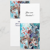 Invitation CONTE DE FÉES TURC,rouge bleu blanc vif (Devant / Derrière)