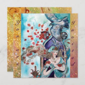 Invitation CONTE DE FÉES TURC ,rouge bleu jaune vif éclat (Devant / Derrière)