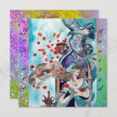 Invitation CONTE DE FÉES TURC ,rouge bleu violet scintillant  (Devant / Derrière)