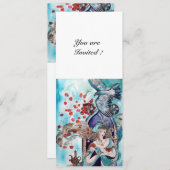 Invitation CONTE DE FÉES TURC ,rouge vif bleu blanc (Devant / Derrière)