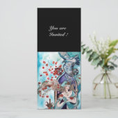 Invitation CONTE DE FÉES TURC ,rouge vif bleu blanc noir (Debout devant)