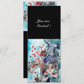 Invitation CONTE DE FÉES TURC ,rouge vif bleu blanc noir (Devant / Derrière)