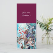 Invitation CONTE DE FÉES TURC ,rouge vif bleu blanc violet (Debout devant)