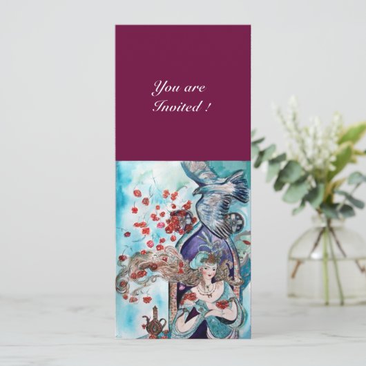 Invitation CONTE DE FÉES TURC ,rouge vif bleu blanc violet (Debout devant)