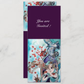 Invitation CONTE DE FÉES TURC ,rouge vif bleu blanc violet (Devant / Derrière)