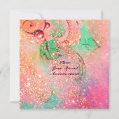 Invitation CONTE DE FÉES TURC ,rouge vif bleu rose scintille (Dos)