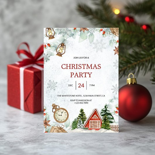 Invitation Conte de Noël à l'aquarelle