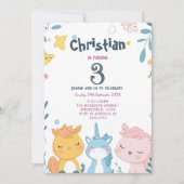 Invitation Conte fée et animaux mignons Fête d'anniversaire (Devant)