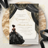 Invitation Conte royale noire moderne Quinceanera