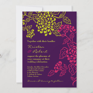 Invitation Contempo Floral (Purple / Chartreuse) v.2