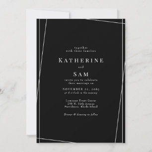 Invitation Contemporain B/N Géométrique Sans Parents Mariage
