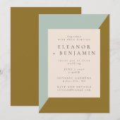Invitation Contemporain bleu clair Mustard Olive RSVP Mariage (Devant / Derrière)