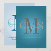 Invitation Contemporain + bleu classe/turquoise (Devant / Derrière)