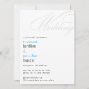 Invitation Contemporain Calligraphique Cyan Accentué Mariage