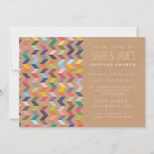 Invitation contemporain Chevron Couples Shower Par (Devant)