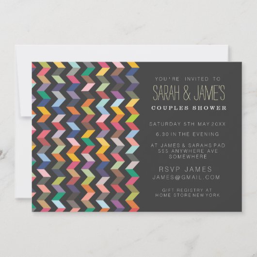 Invitation contemporain Chevron Couples Shower Par (Devant)