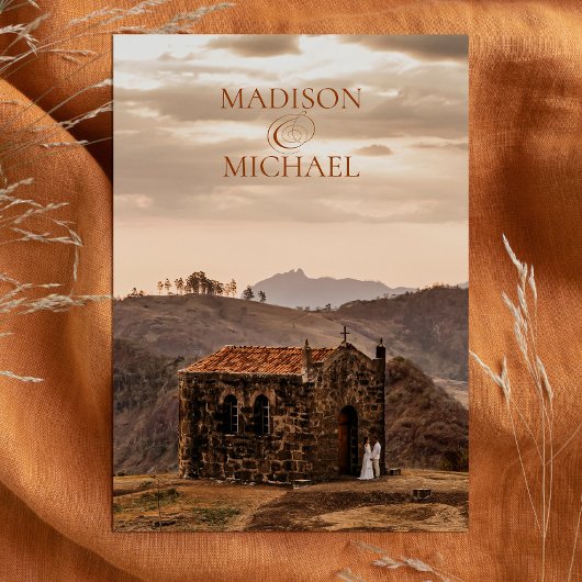 Invitation Contemporain Chic Boho Terracotta Mariage Photo