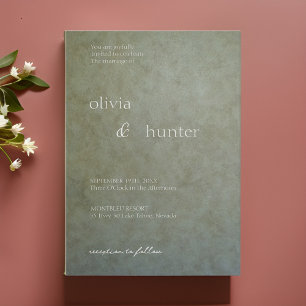 Invitation Contemporain Golden Sage Faux Suede Paint Mariage