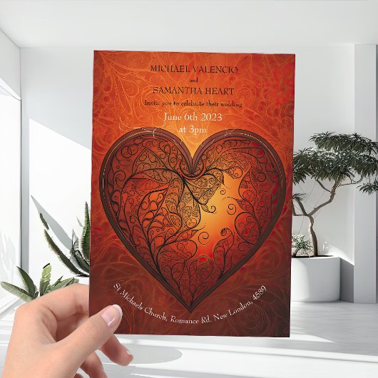 Invitation Contemporain Moderne Mariage orange brûlé