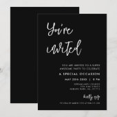 Invitation Contemporain moderne noir Vous êtes invités (Devant / Derrière)