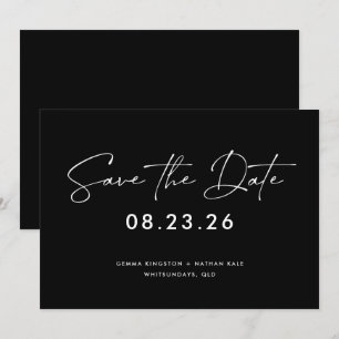 Invitation Contemporain Noir et blanc Enregistrez la date