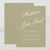 Invitation Contemporain Sage Green Calligraphie 2 Mariage (Devant / Derrière)